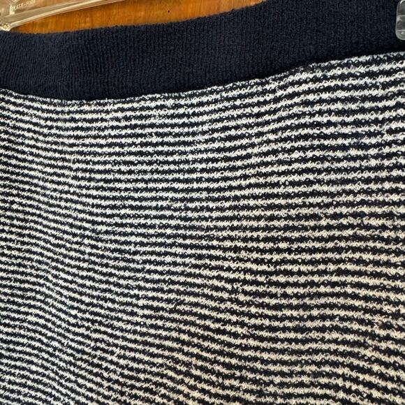 Zara Navy White Striped Stretch Knit Pencil Skirt Womens L Corp Work Classic - Picture 2 of 7